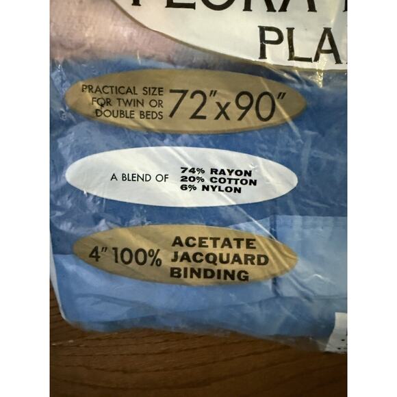 Vintage Fruit Of The Loom Flora Loom 72” X 90” Pink Blue Plaid NOS In Package - Picture 3 of 9